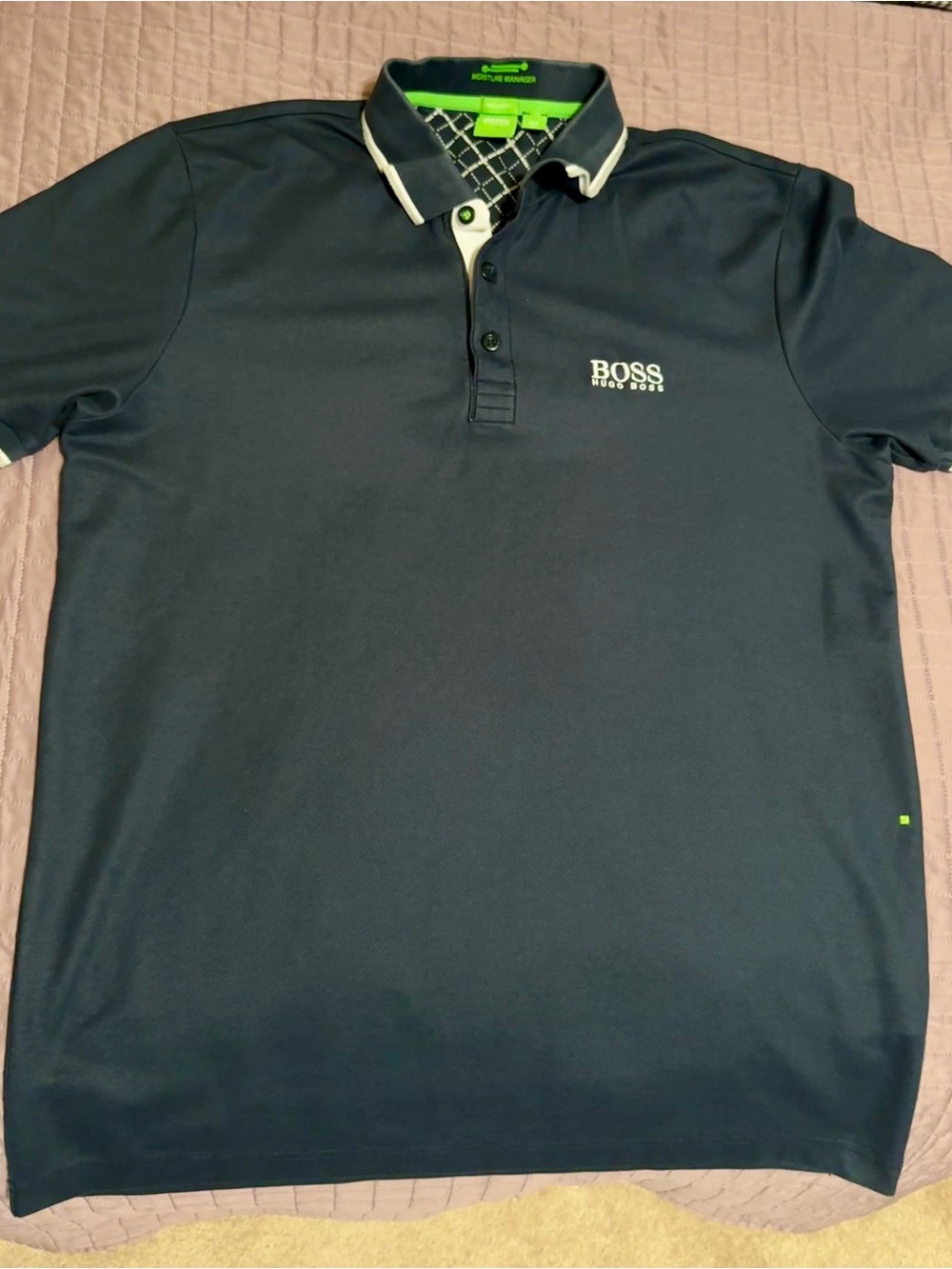 Hugo Boss Navy Polo with Contrast Trim L